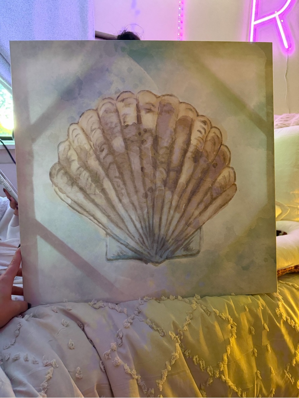 Seashell Wall Art Canvas Print in Cream and Tan - Unbranded